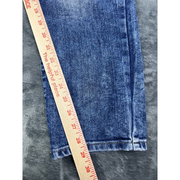 Southpole Men's Skinny Fit Moto Jeans 36x29 Blue Acid Wash‎ Distressed Biker Y2K - Picture 15 of 16